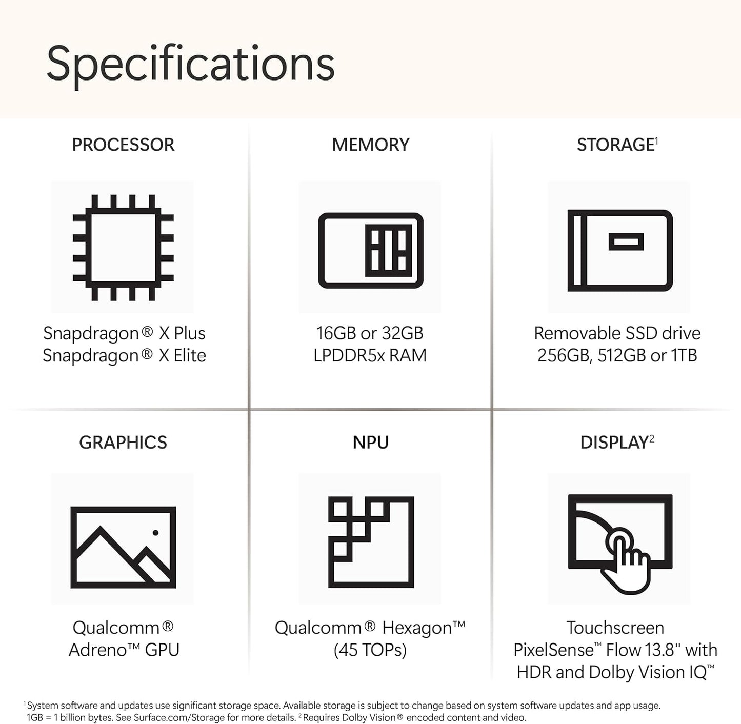 Microsoft Surface Laptop (2024), Windows 11 Copilot+ PC, 15" Touchscreen Display, Snapdragon X Elite (12 core), 16GB RAM, 256GB SSD Storage, Platinum