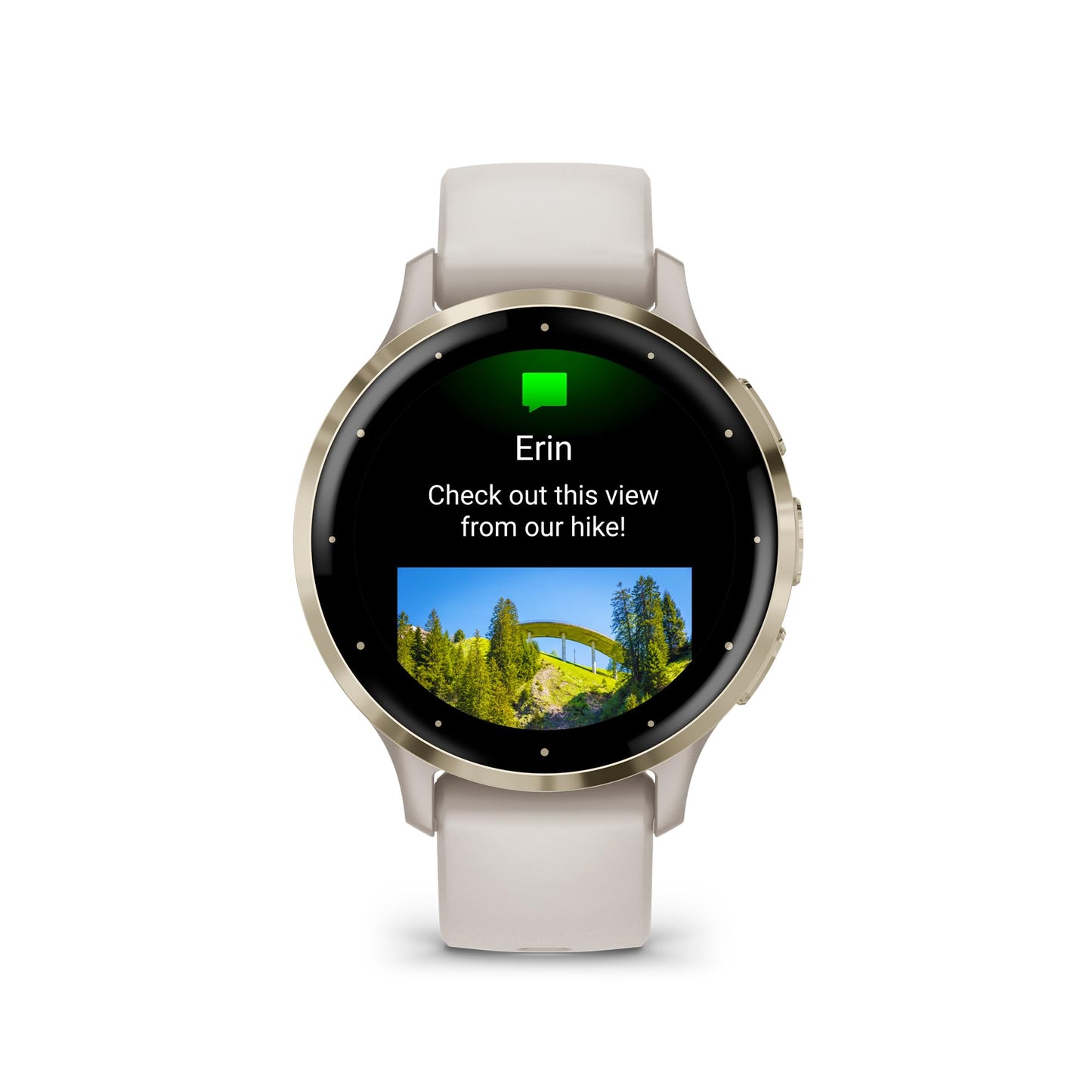 Garmin Venu 3S Soft Gold Stainless Steel Bezel 1.2-Inch AMOLED Touchscreen Display Smart Watch with 41mm French Gray Case and Silicone Band