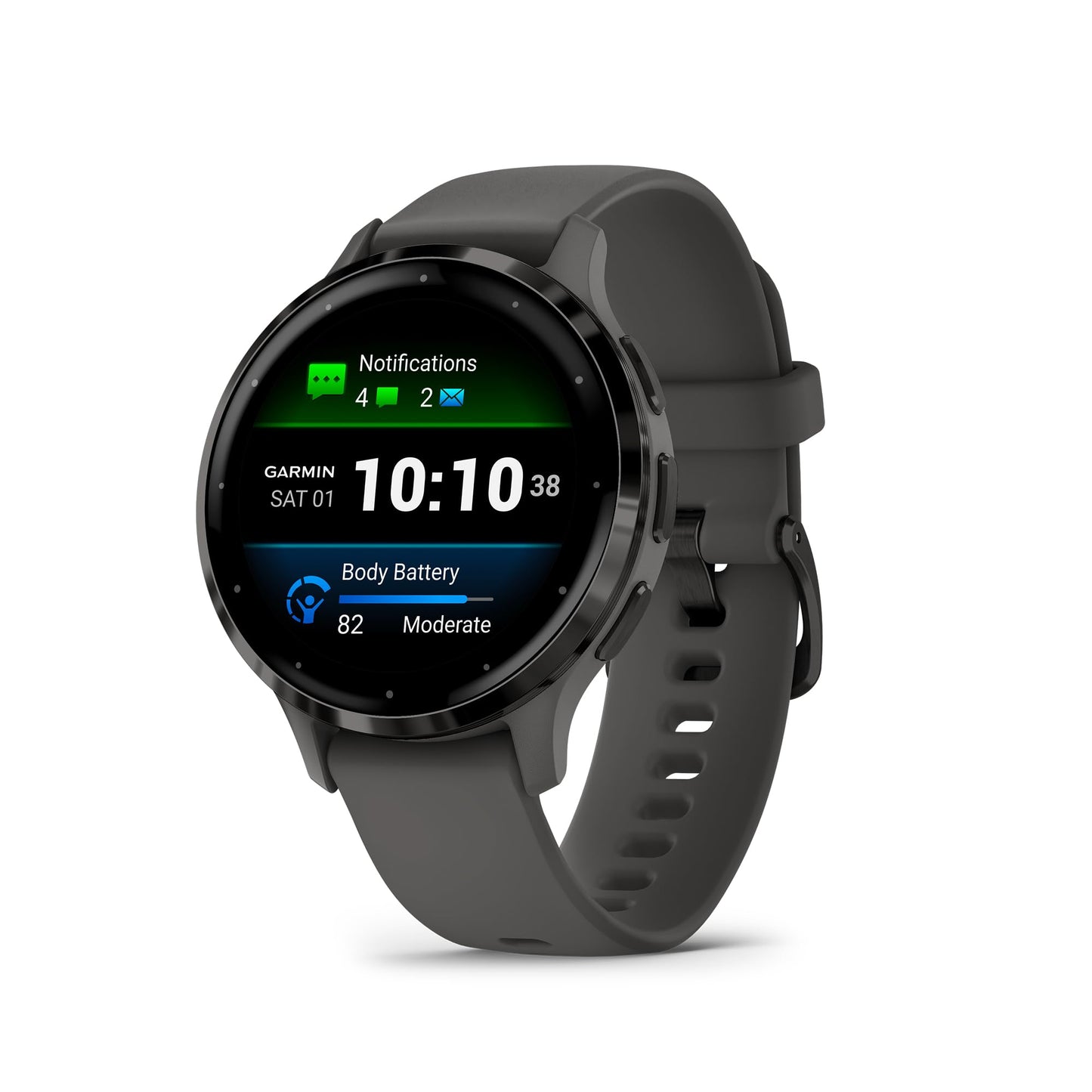 Garmin Venu 3S Soft Gold Stainless Steel Bezel 1.2-Inch AMOLED Touchscreen Display Smart Watch with 41mm French Gray Case and Silicone Band