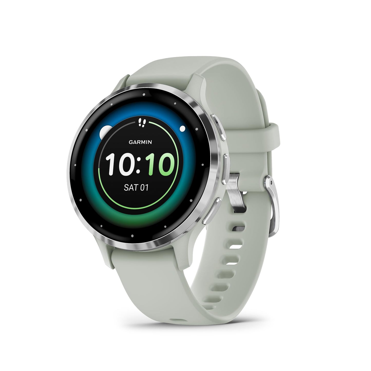 Garmin Venu 3S Soft Gold Stainless Steel Bezel 1.2-Inch AMOLED Touchscreen Display Smart Watch with 41mm French Gray Case and Silicone Band