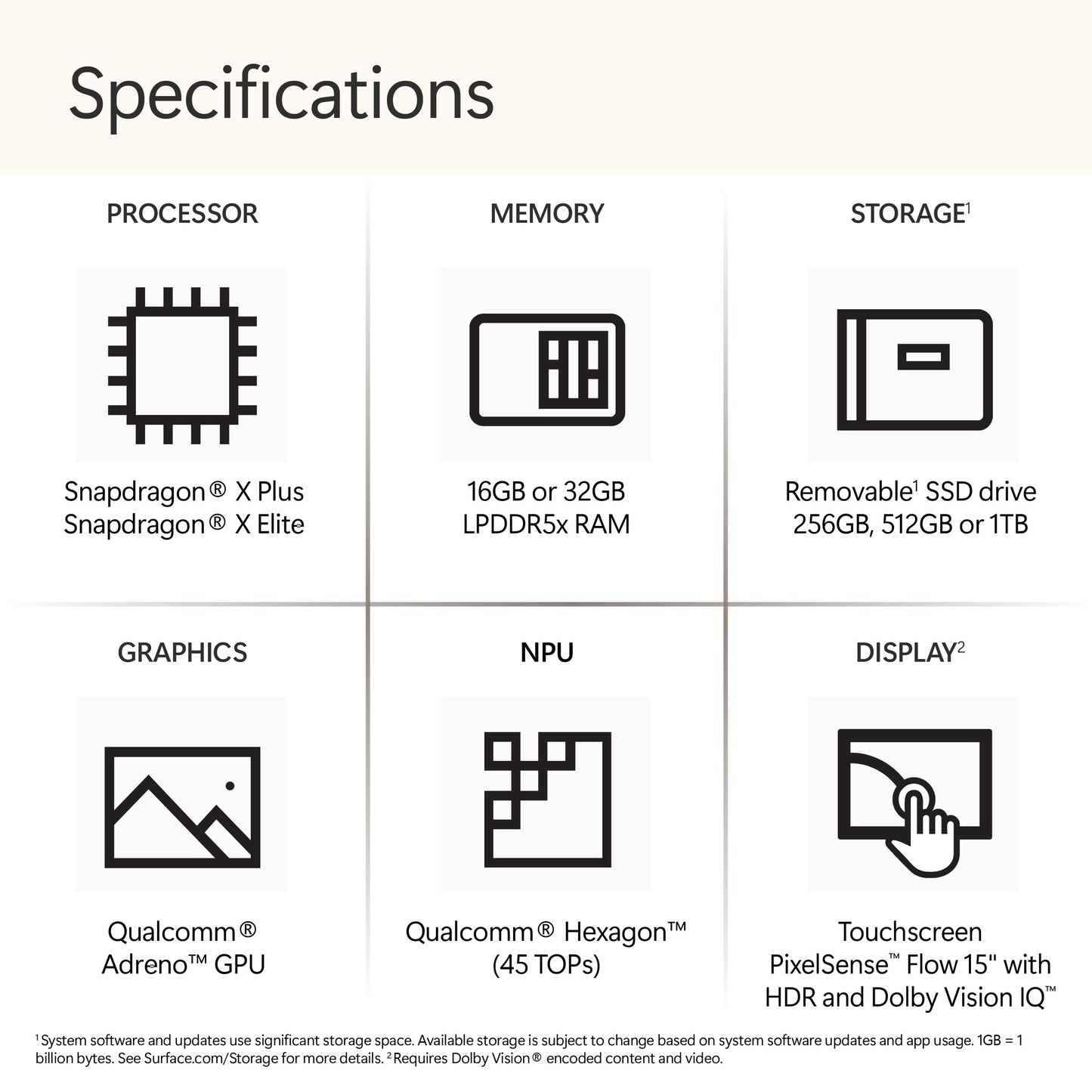 Microsoft Surface Laptop (2024), Windows 11 Copilot+ PC, 15" Touchscreen Display, Snapdragon X Elite (12 core), 16GB RAM, 256GB SSD Storage, Platinum