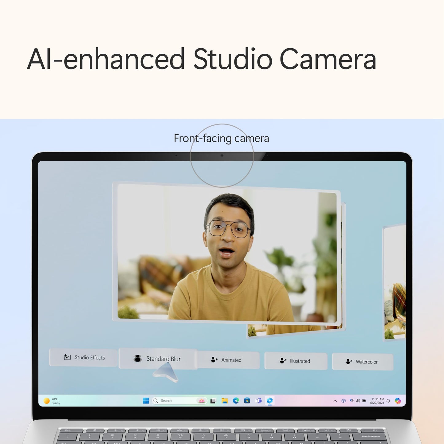 Microsoft Surface Laptop (2024), Windows 11 Copilot+ PC, 15" Touchscreen Display, Snapdragon X Elite (12 core), 16GB RAM, 256GB SSD Storage, Platinum