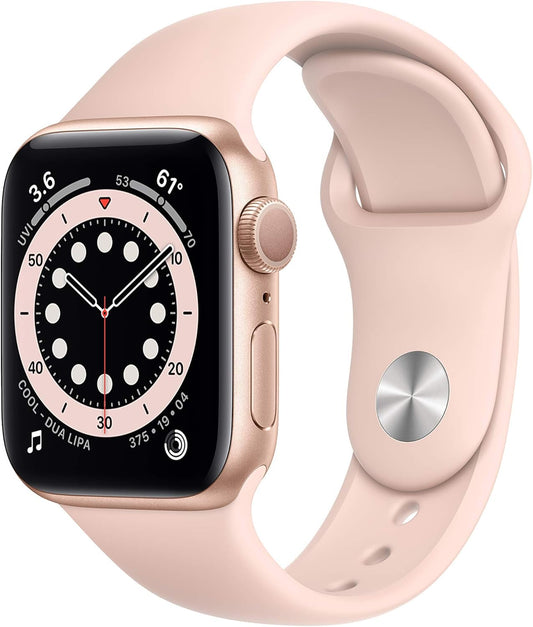 Apple Watch Series 6 (GPS, 40mm) - Gold Aluminum Case with Pink Sand Sport Band (Renewed)