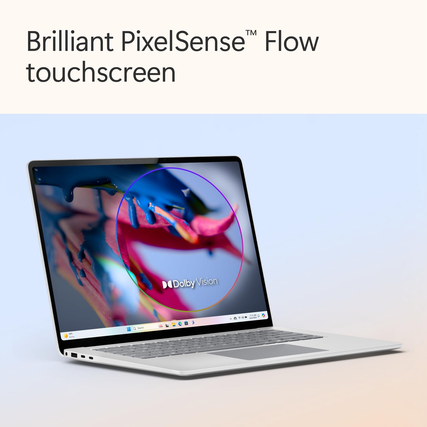 Microsoft Surface Laptop (2024), Windows 11 Copilot+ PC, 15" Touchscreen Display, Snapdragon X Elite (12 core), 16GB RAM, 256GB SSD Storage, Platinum