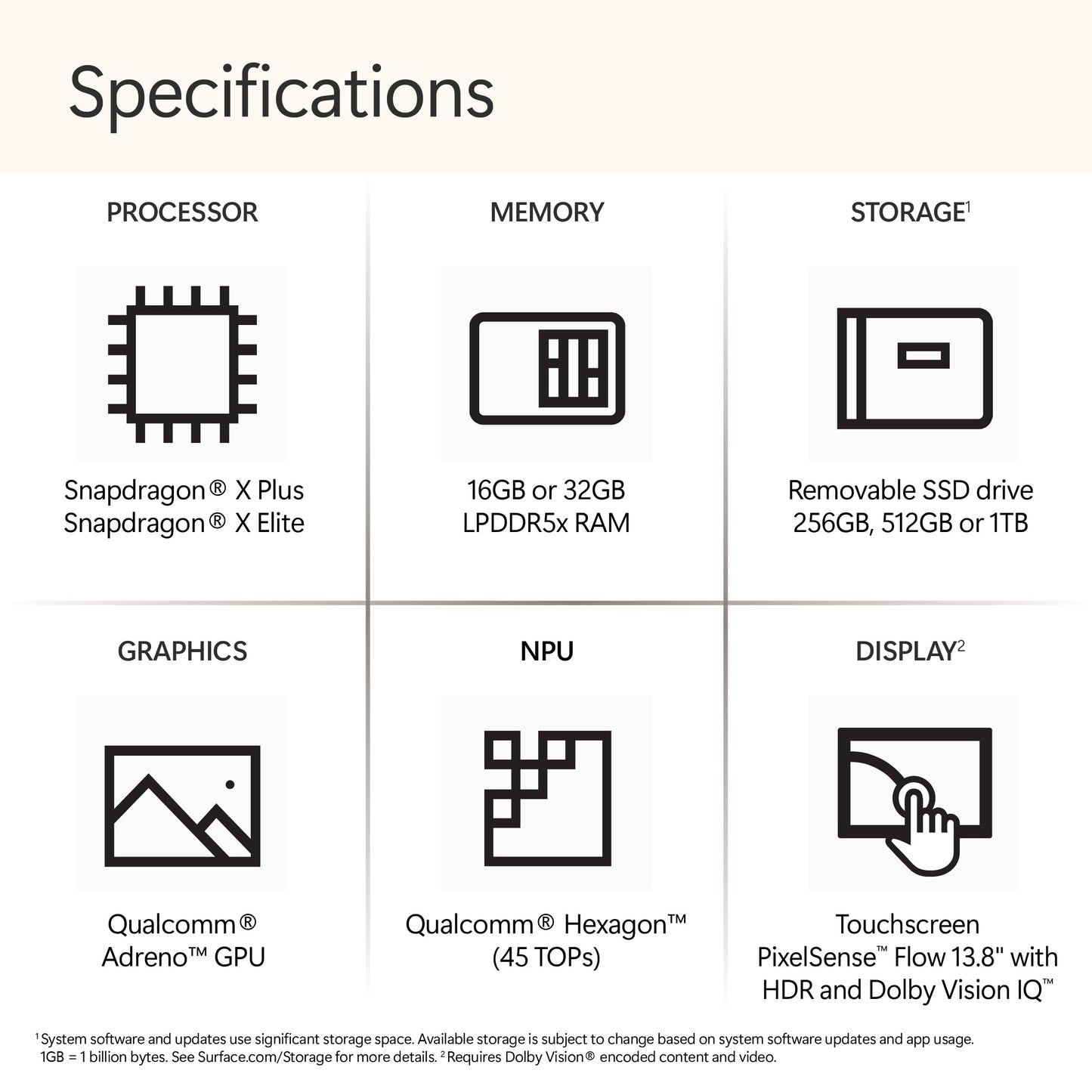 Microsoft Surface Laptop (2024), Windows 11 Copilot+ PC, 15" Touchscreen Display, Snapdragon X Elite (12 core), 16GB RAM, 256GB SSD Storage, Platinum
