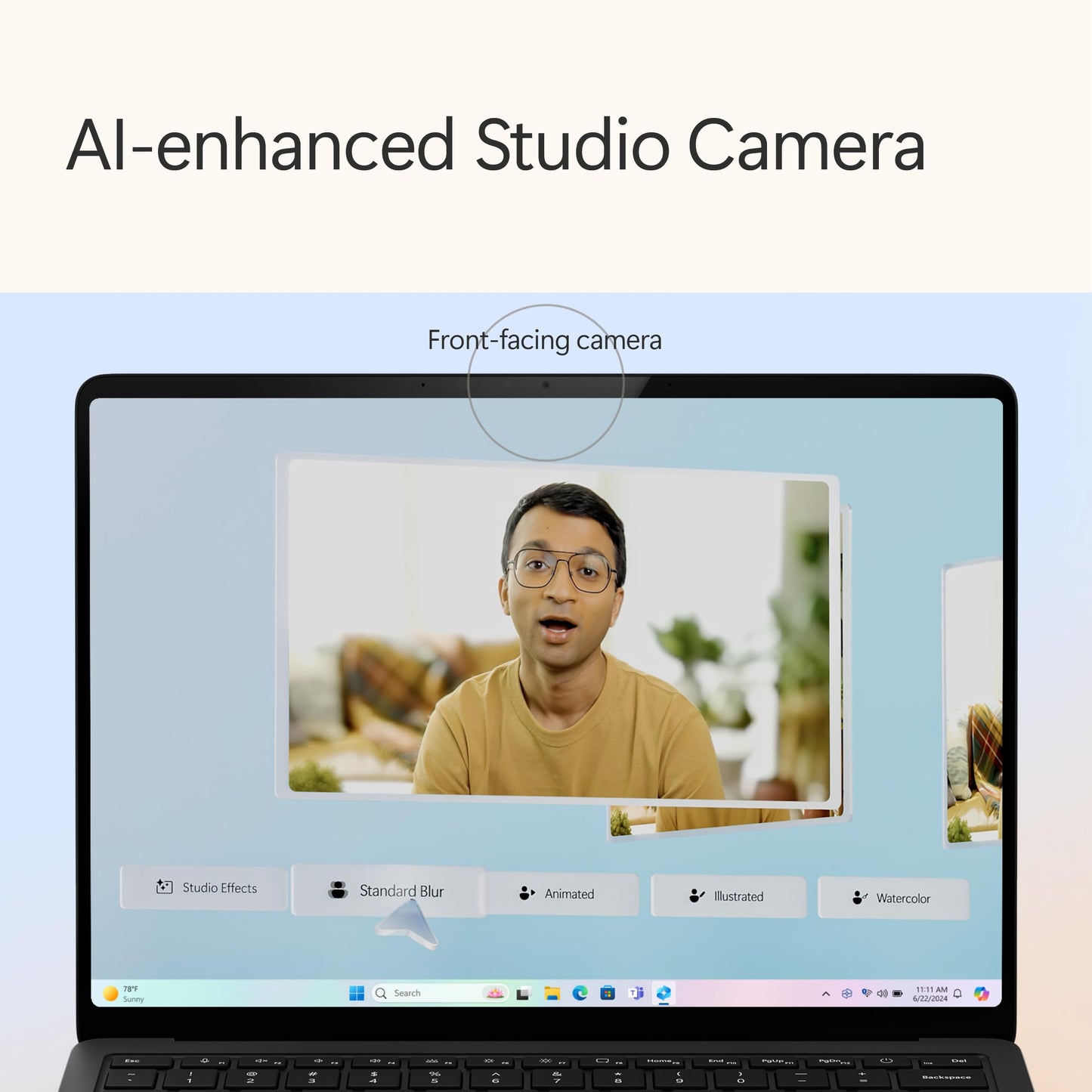 Microsoft Surface Laptop (2024), Windows 11 Copilot+ PC, 15" Touchscreen Display, Snapdragon X Elite (12 core), 16GB RAM, 256GB SSD Storage, Platinum