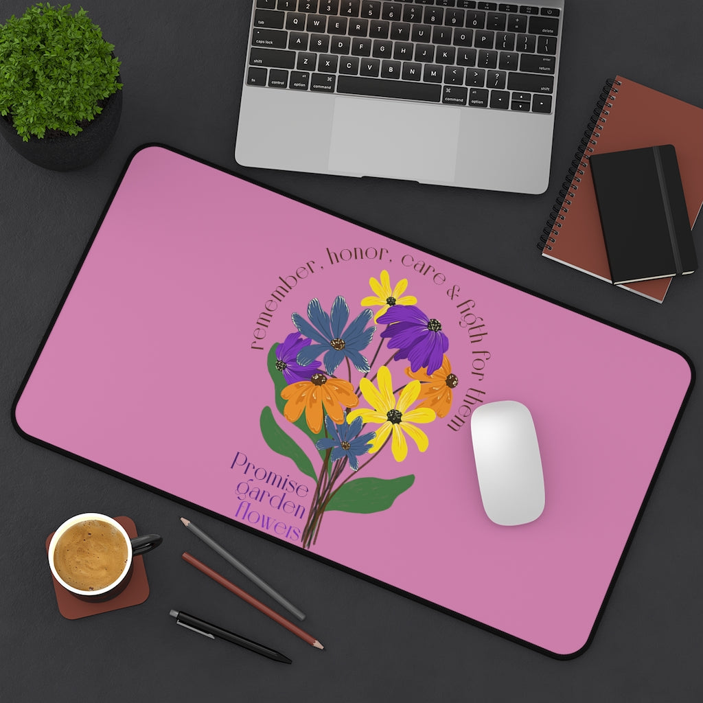 Pink Desk Mat - Promise Garden Flowers