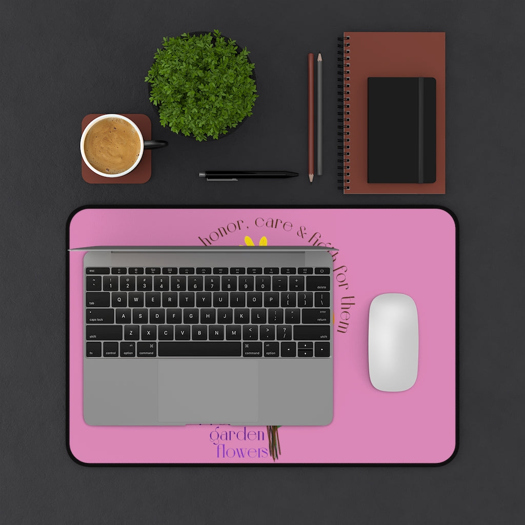 Pink Desk Mat - Promise Garden Flowers
