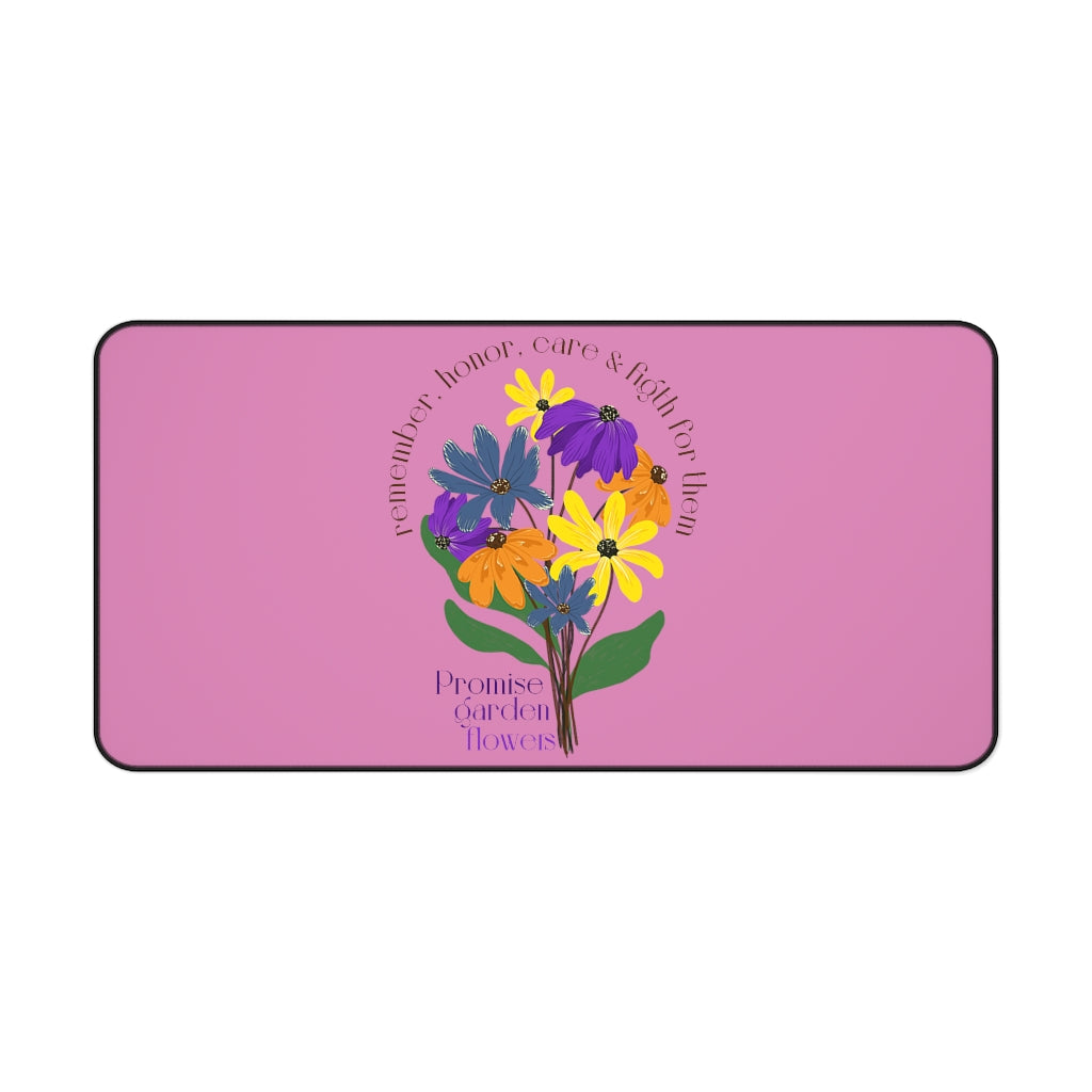Pink Desk Mat - Promise Garden Flowers