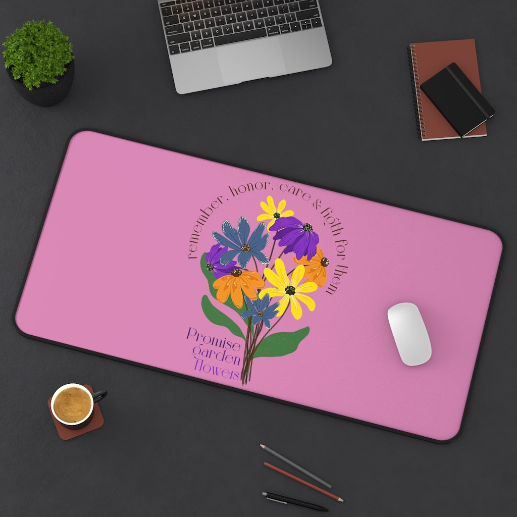 Pink Desk Mat - Promise Garden Flowers
