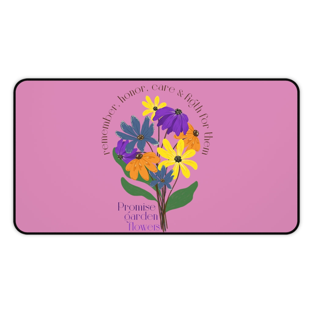 Pink Desk Mat - Promise Garden Flowers
