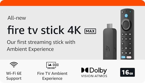 Amazon Fire TV Stick 4K Max streaming device (newest model) supports Wi-Fi 6E, free & live TV without cable or satellite