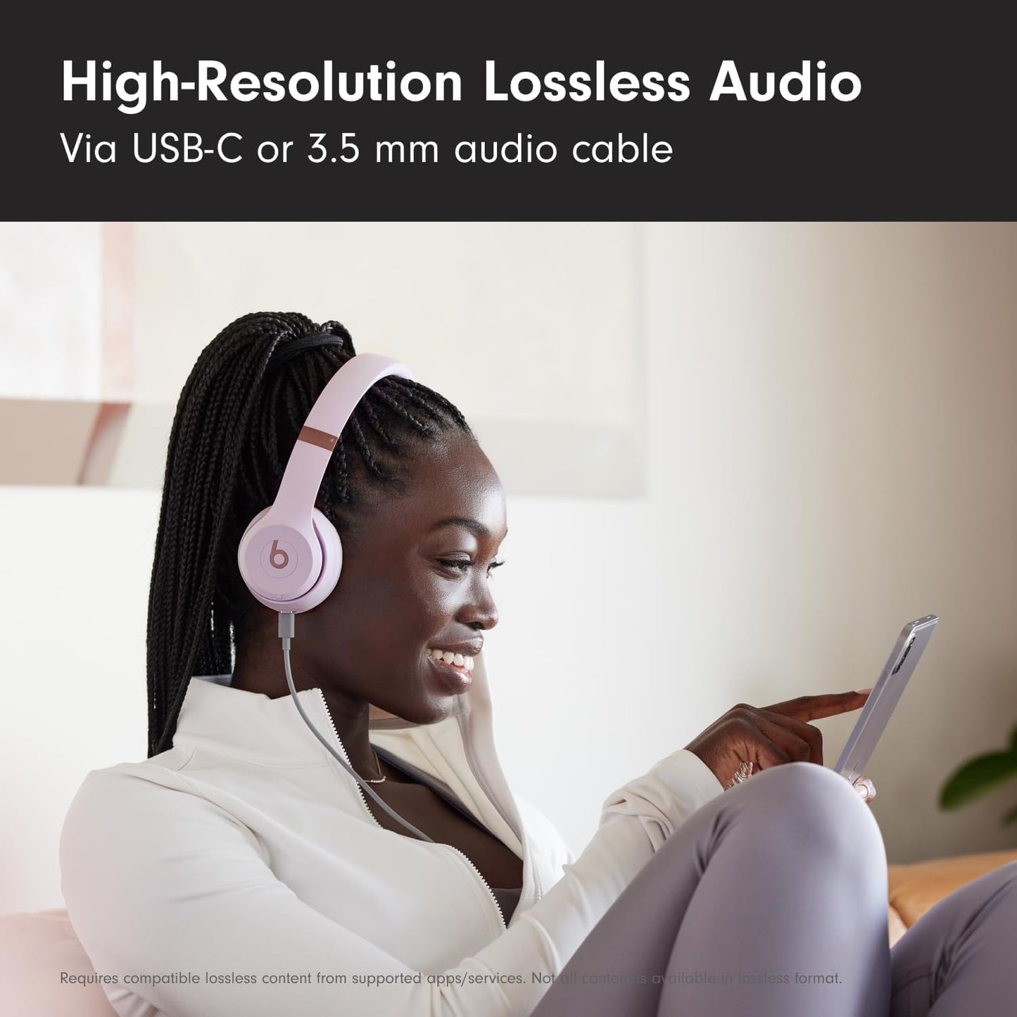 Beats Solo 4 - Wireless Bluetooth On-Ear Headphones, Cloud Pink (Renewed Premium)