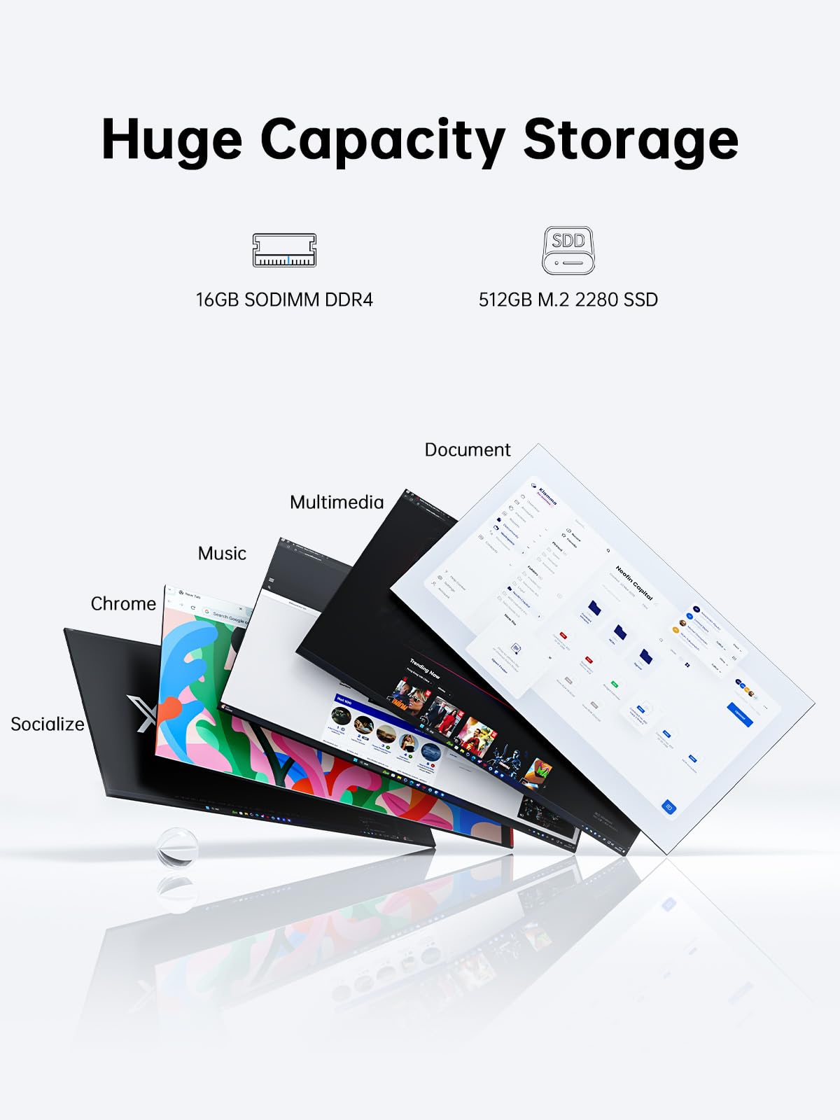 Laptop Computer Intel N-Series Windows Laptop 15.6-in 16GB DDR4 512GB SSD Traditional Laptops WiFi 5 HDMI Type-C USB3.2 Webcam 3.5mm Audio Numeric Keypad Office Laptops Student Laptops