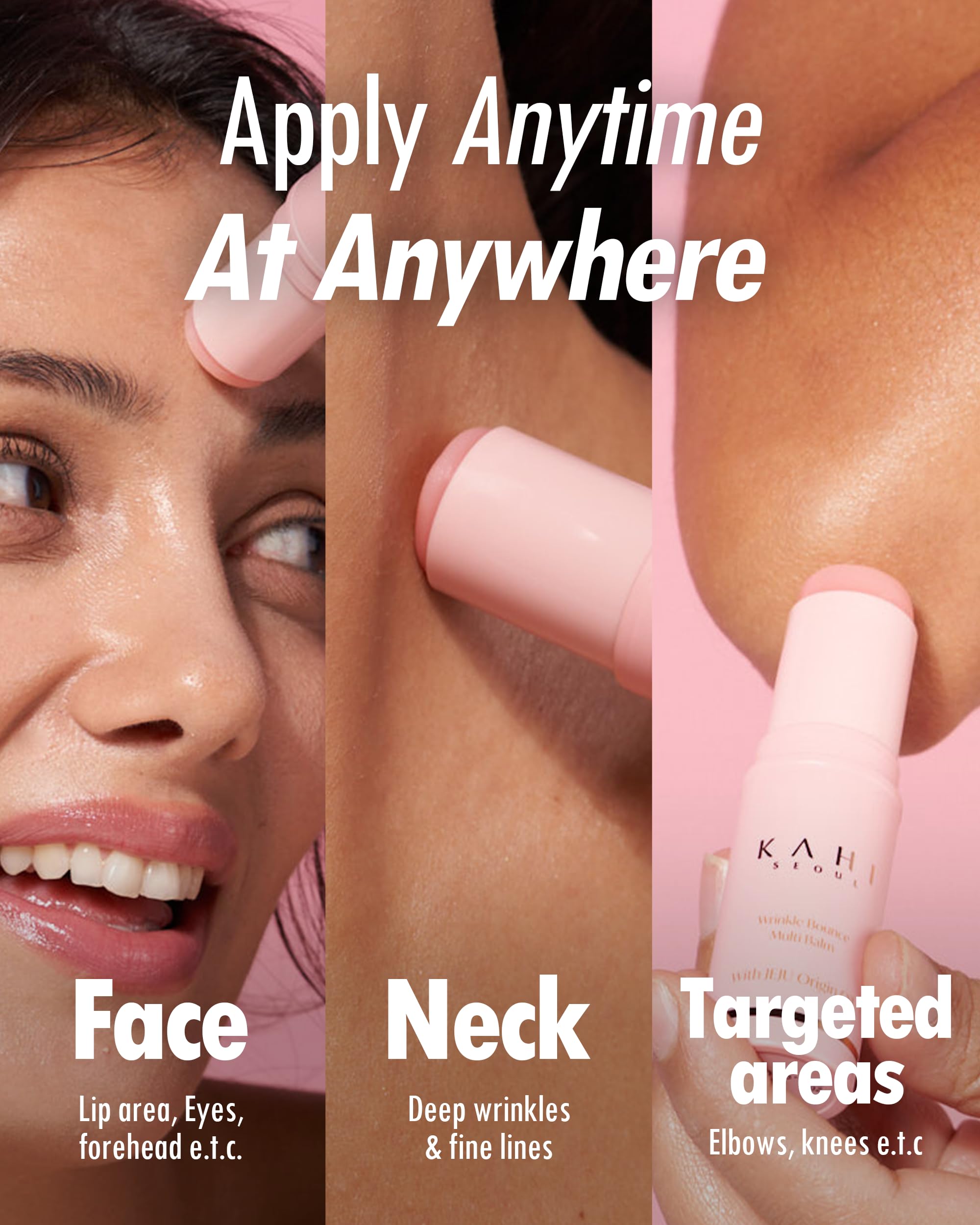 KAHI Wrinkle Bounce Multi Balm Stick | PDRN Collagen Wrinkle Stick | Korean Skin Care |All-in-One Hydrating Lip Balm Eye Cream Neck Cream Make Up Base & Face Mist Moisture Balm